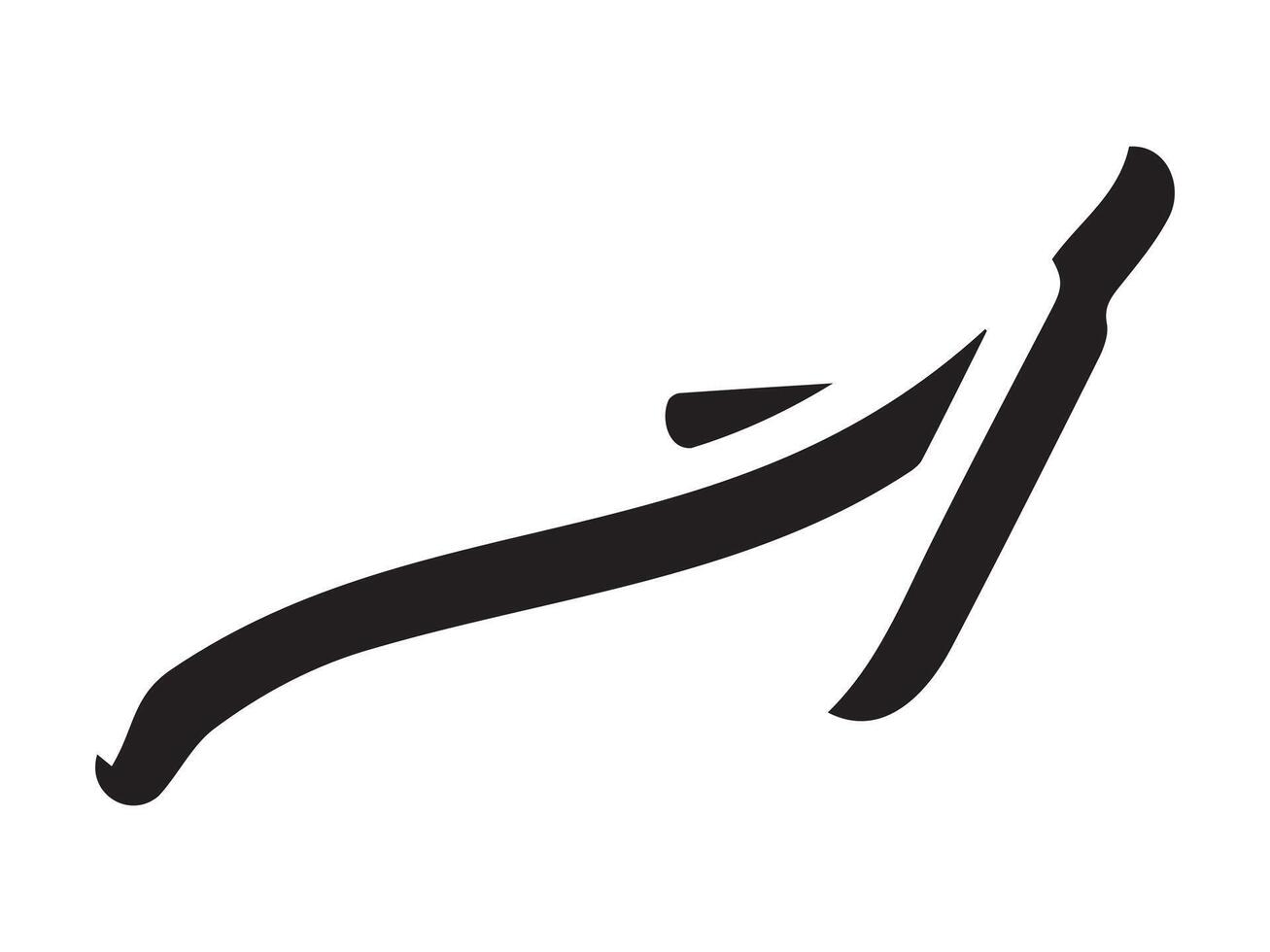 Straight volumetric black arrow isolated on a white background. Concept of direction, navigation, pointers, movement. Design element, symbol, and sign. Doodle style, sketch vector