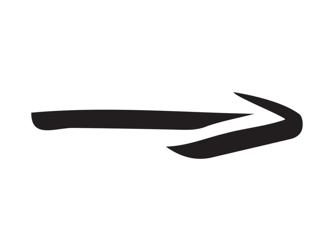Hand-drawn straight volumetric black arrow isolated on a white background. Concept of direction, navigation, pointers, movement. Design element, symbol. Doodle style, sketch vector