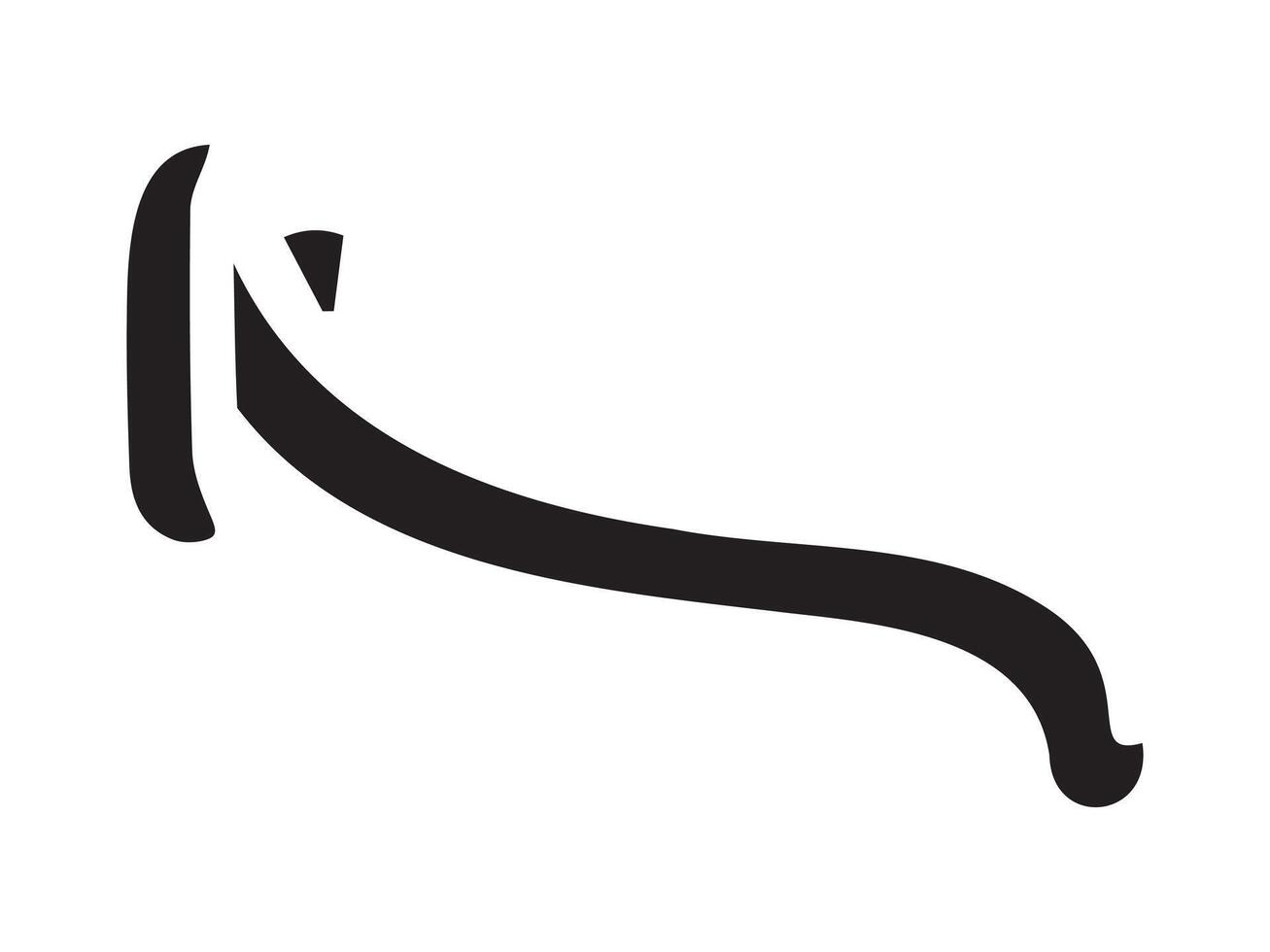 Hand-drawn straight volumetric black arrow isolated on a white background. Concept of direction, navigation, pointers, movement. Design element. Doodle style vector