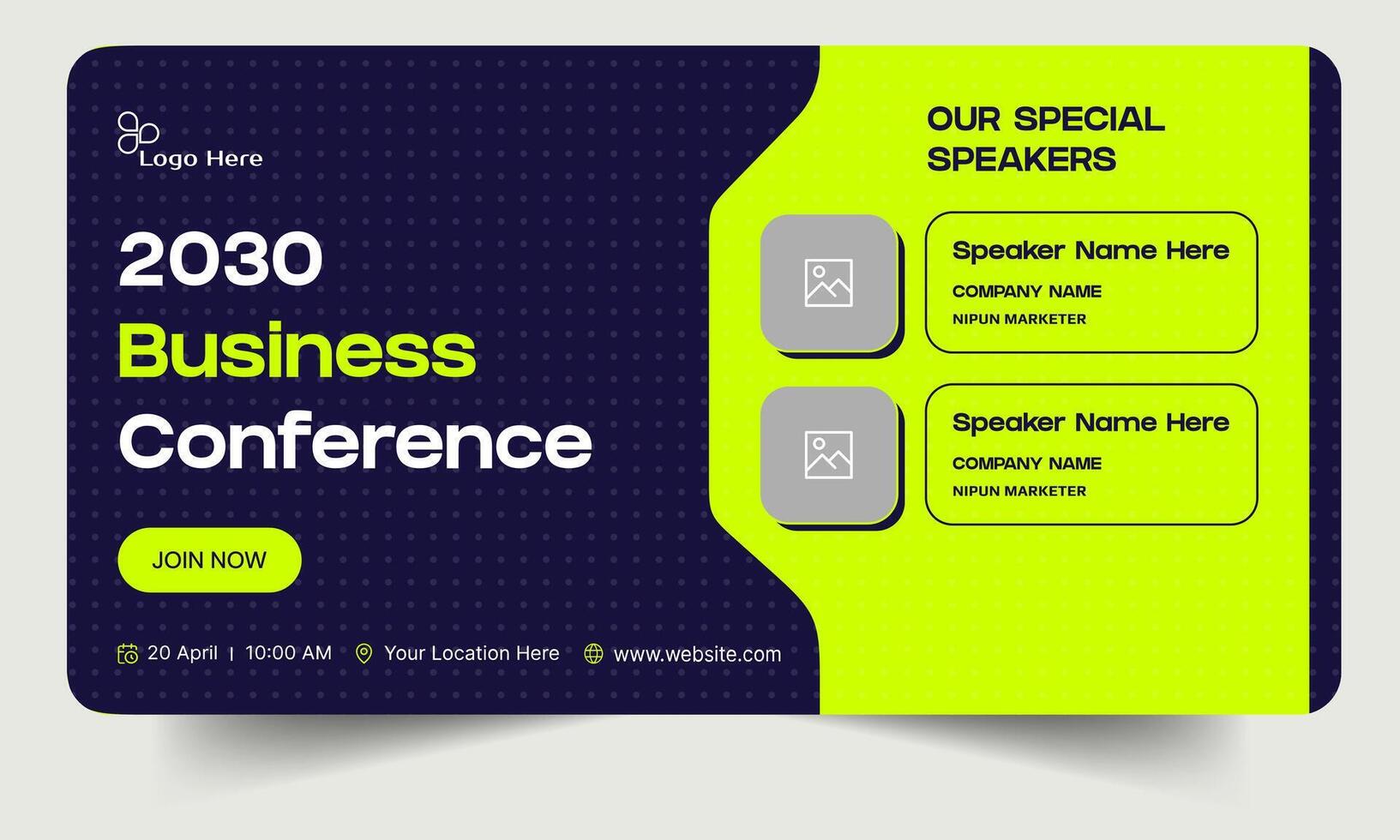 Business conference webinar template banner design, business strategy seminar banner design, fully editable eps 10 file format vector