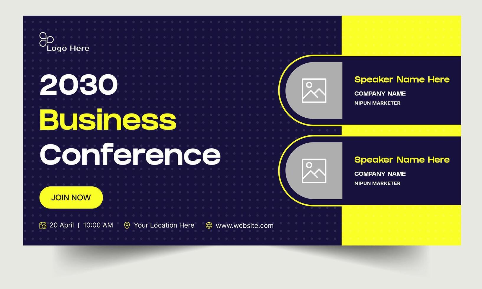 Business conference webinar banner template, web seminar for social media post, fully editable eps 10 file format vector