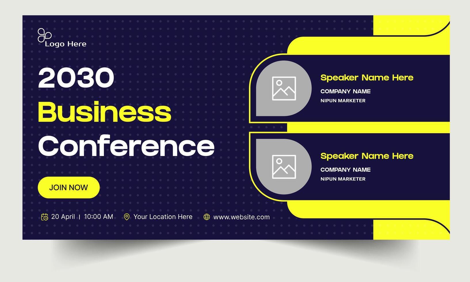 Best business yearly conference digital webinar banner template design, online meeting banner design, editable eps 10 file format vector