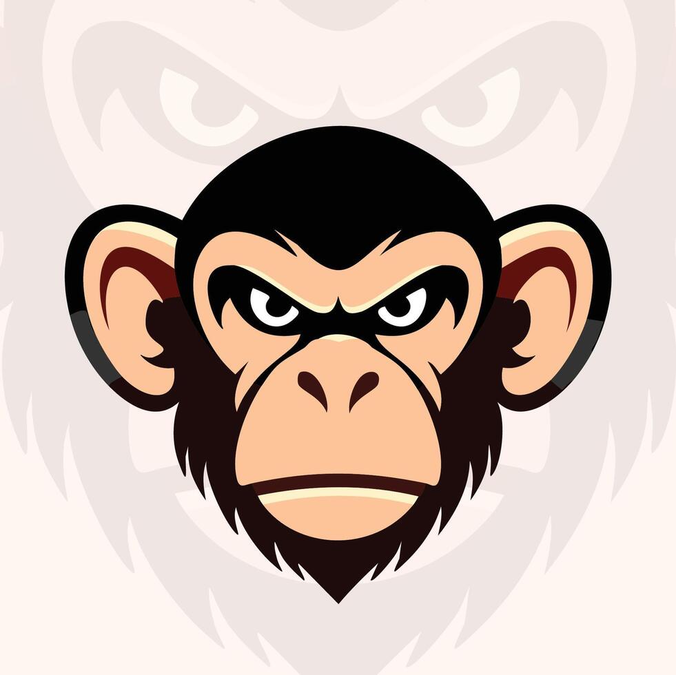 Monkey head with an angry expression vector