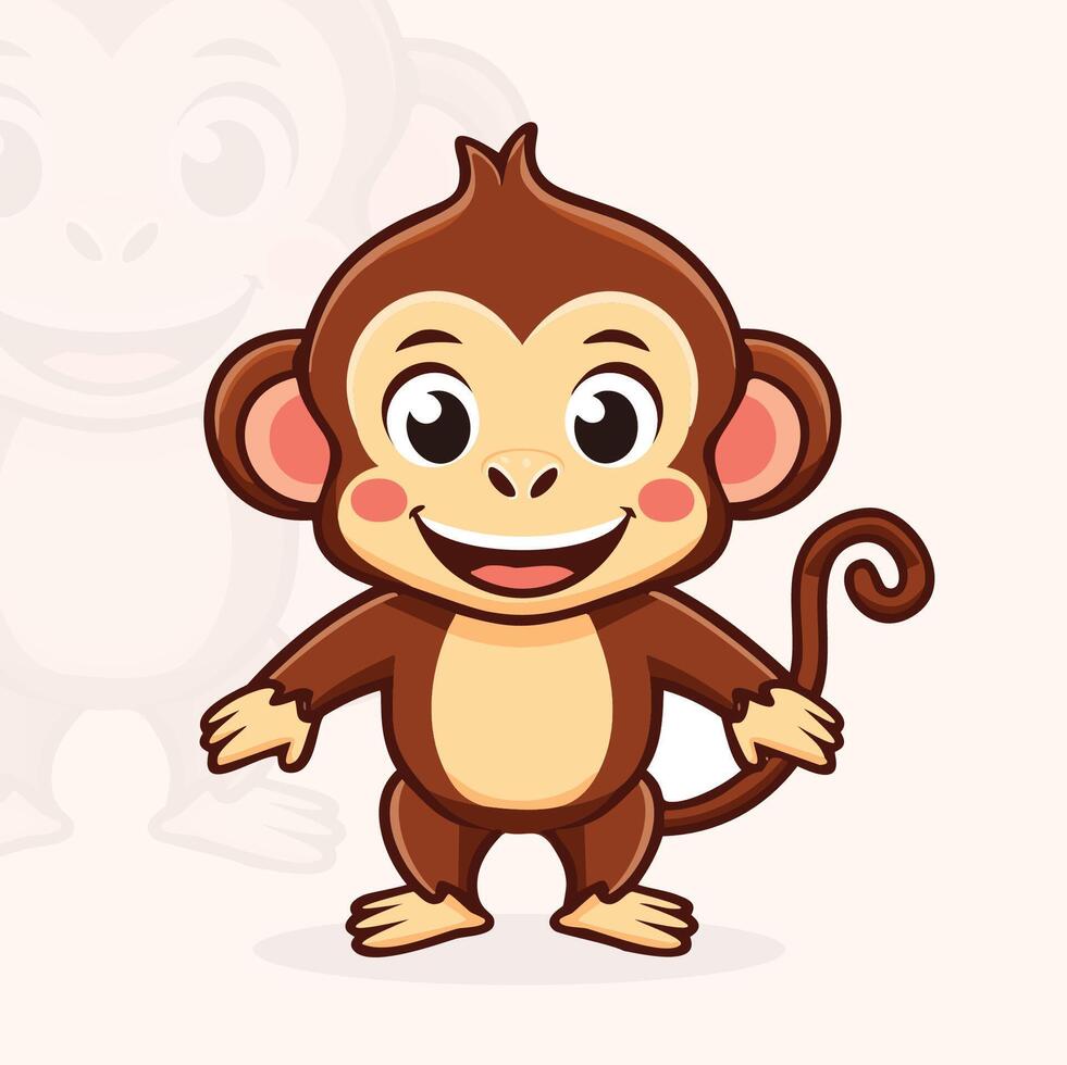 Cartoon monkey standing with arms outstretched vector