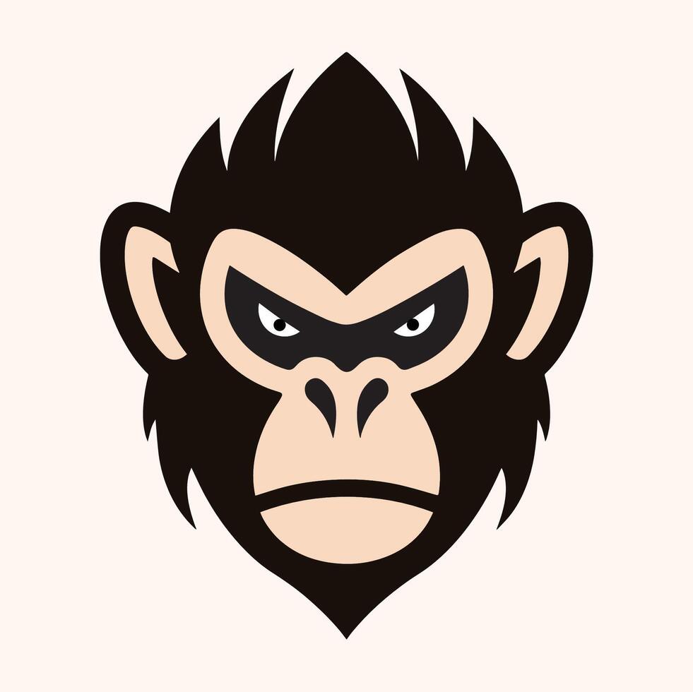 Monkey head with an angry expression vector