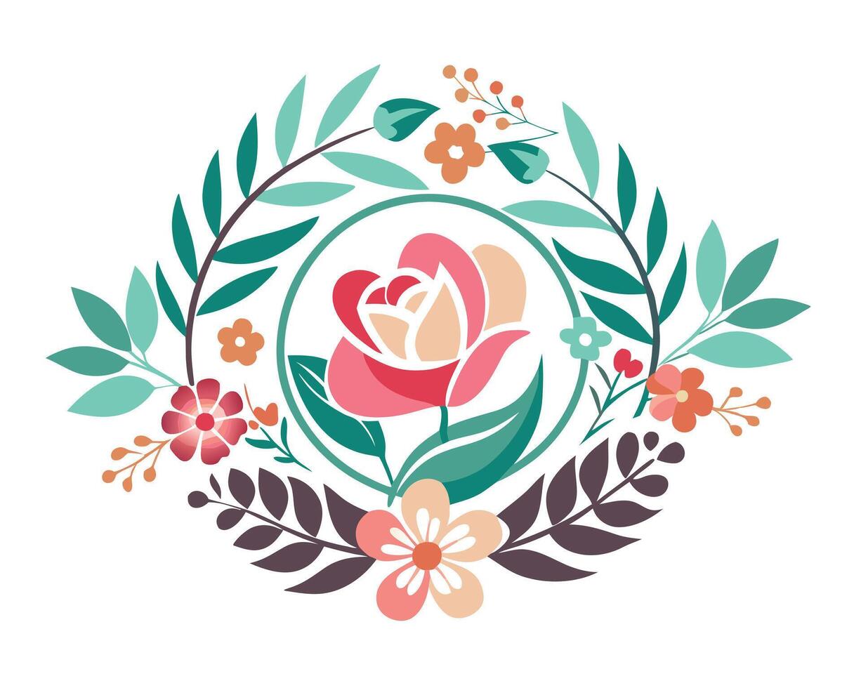 Floral wreath logo vector