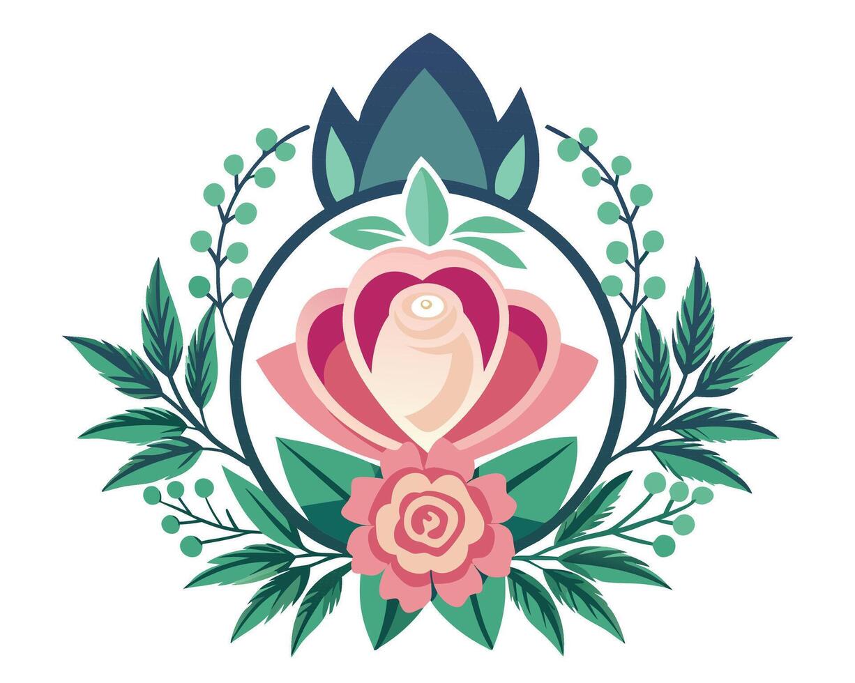 A flower with leaves and flowers in the center vector