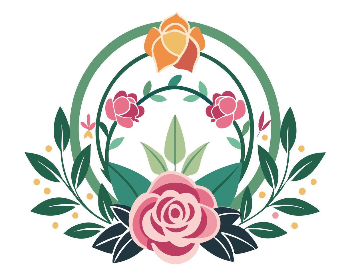 A floral design with roses and leaves vector