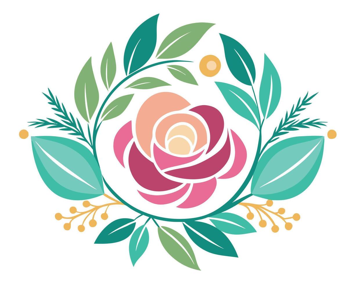 A floral rose with leaves and branches vector
