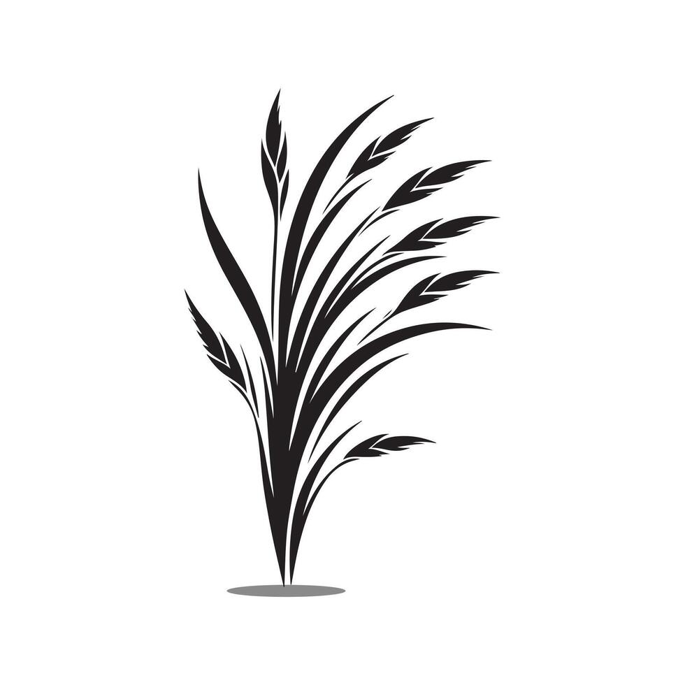 Beautiful design of grass and tree silhouettes in a peaceful natural vector