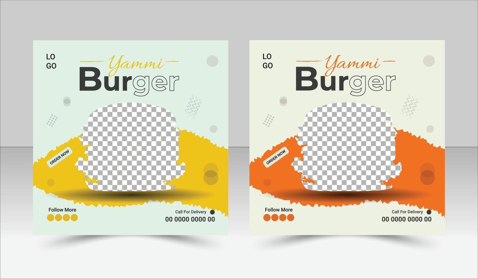 Gourmet Burger Vibes, Deliciously Designed Social Posts vector