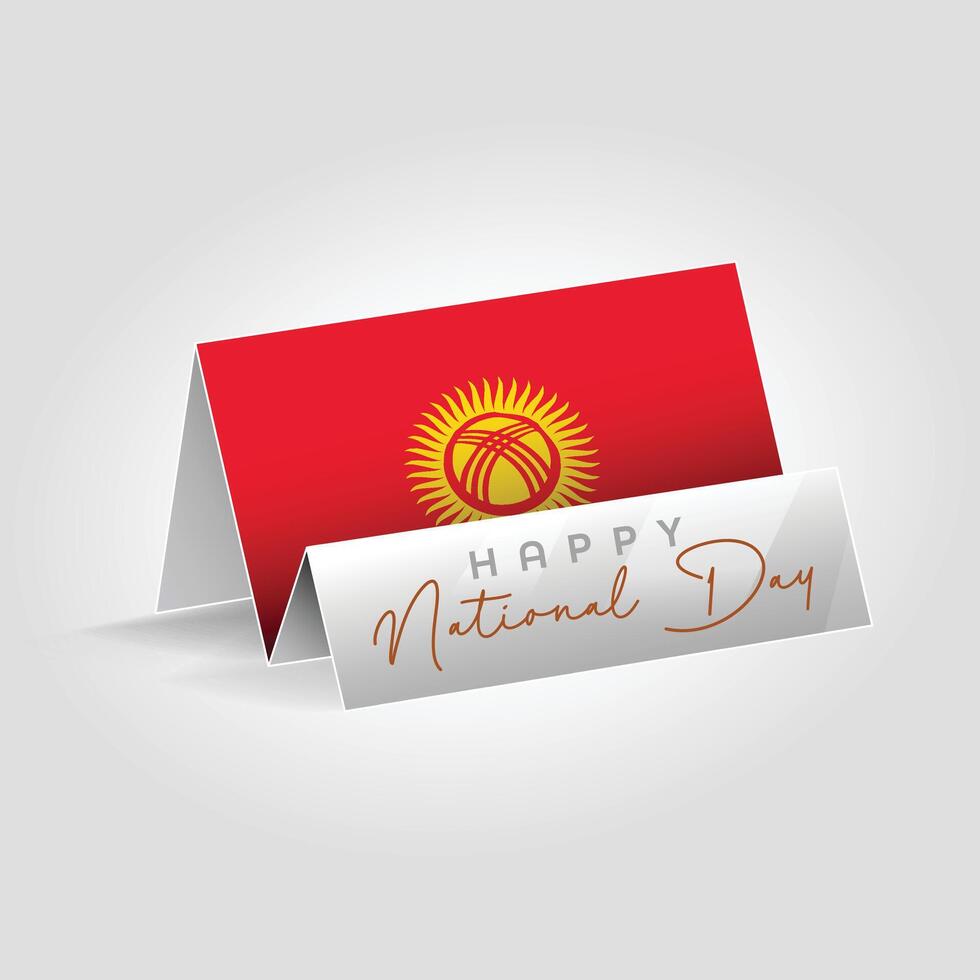 Kyrgyzstan country paper flag standing on the ground. Happy national day flag design. vector