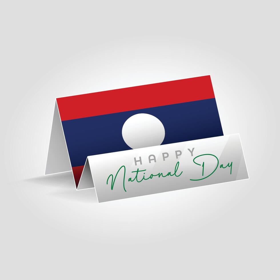 Laos country paper flag standing on the ground. Happy national day flag design. vector
