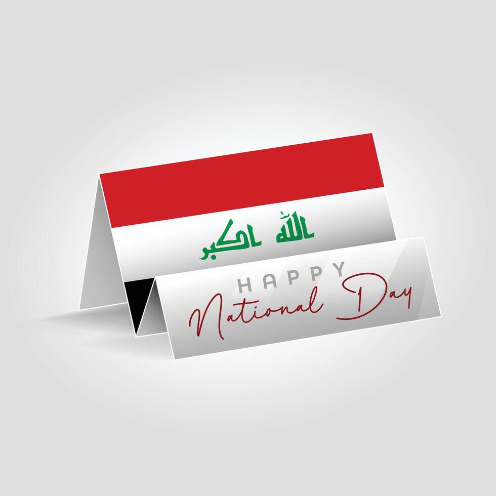 Iraq country paper flag standing on the ground. Happy national day flag design. vector