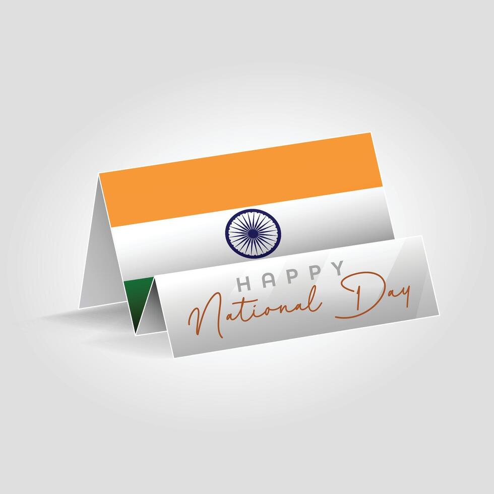 India country paper flag standing on the ground. Happy national day flag design. vector