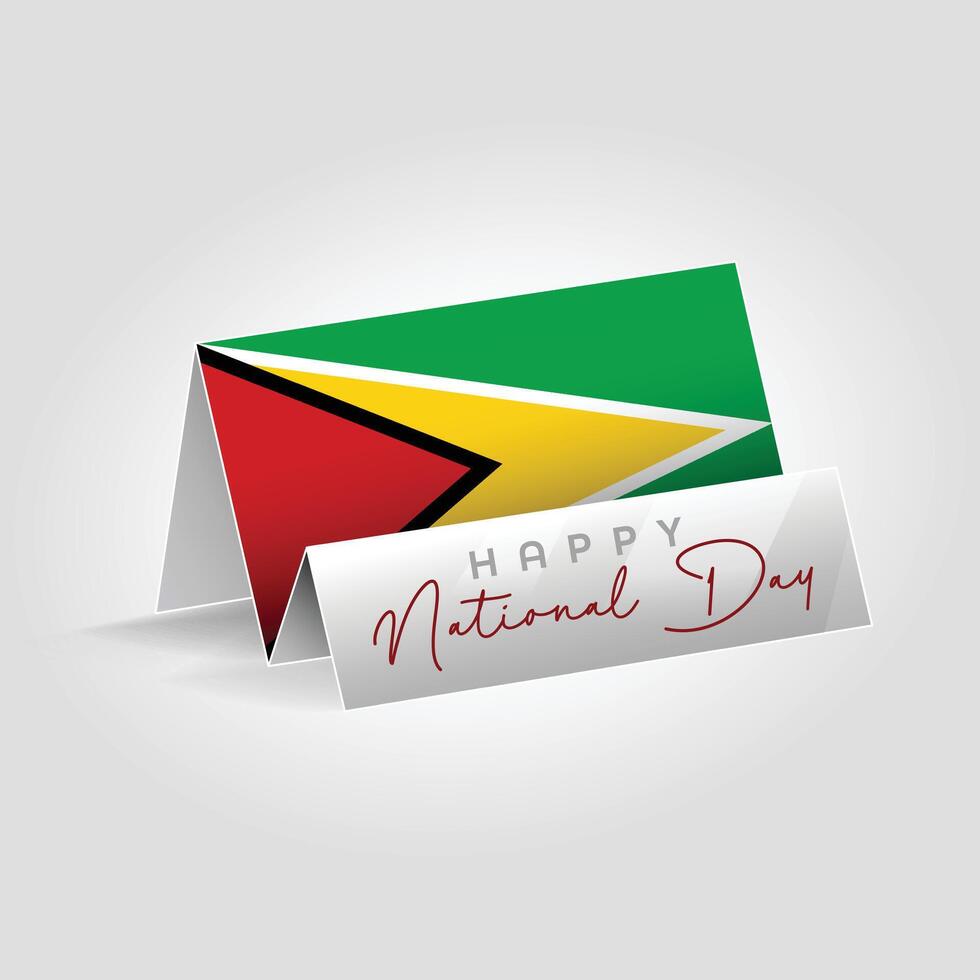 Guyana country paper flag standing on the ground. Happy national day flag design. vector