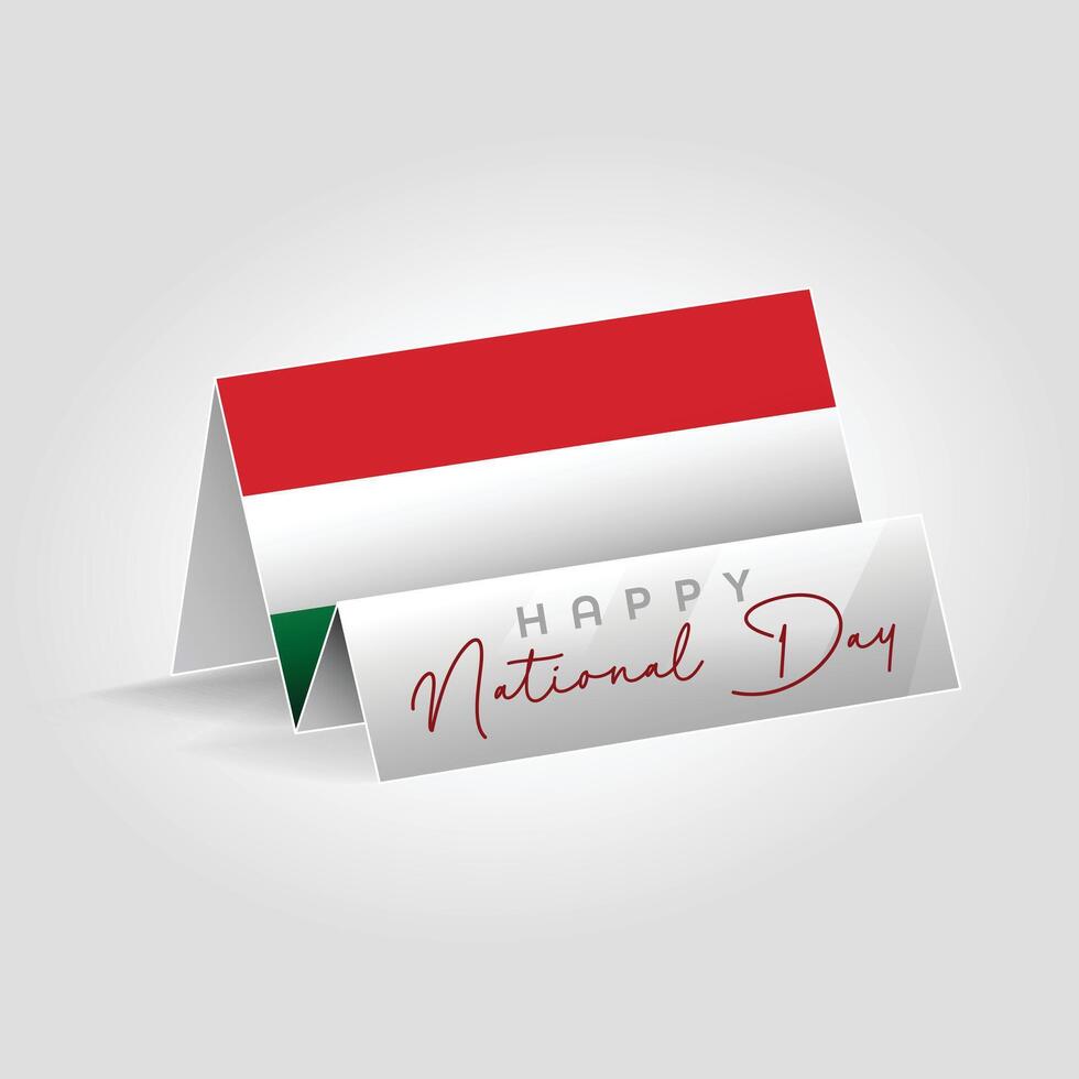 Hungary country paper flag standing on the ground. Happy national day flag design vector