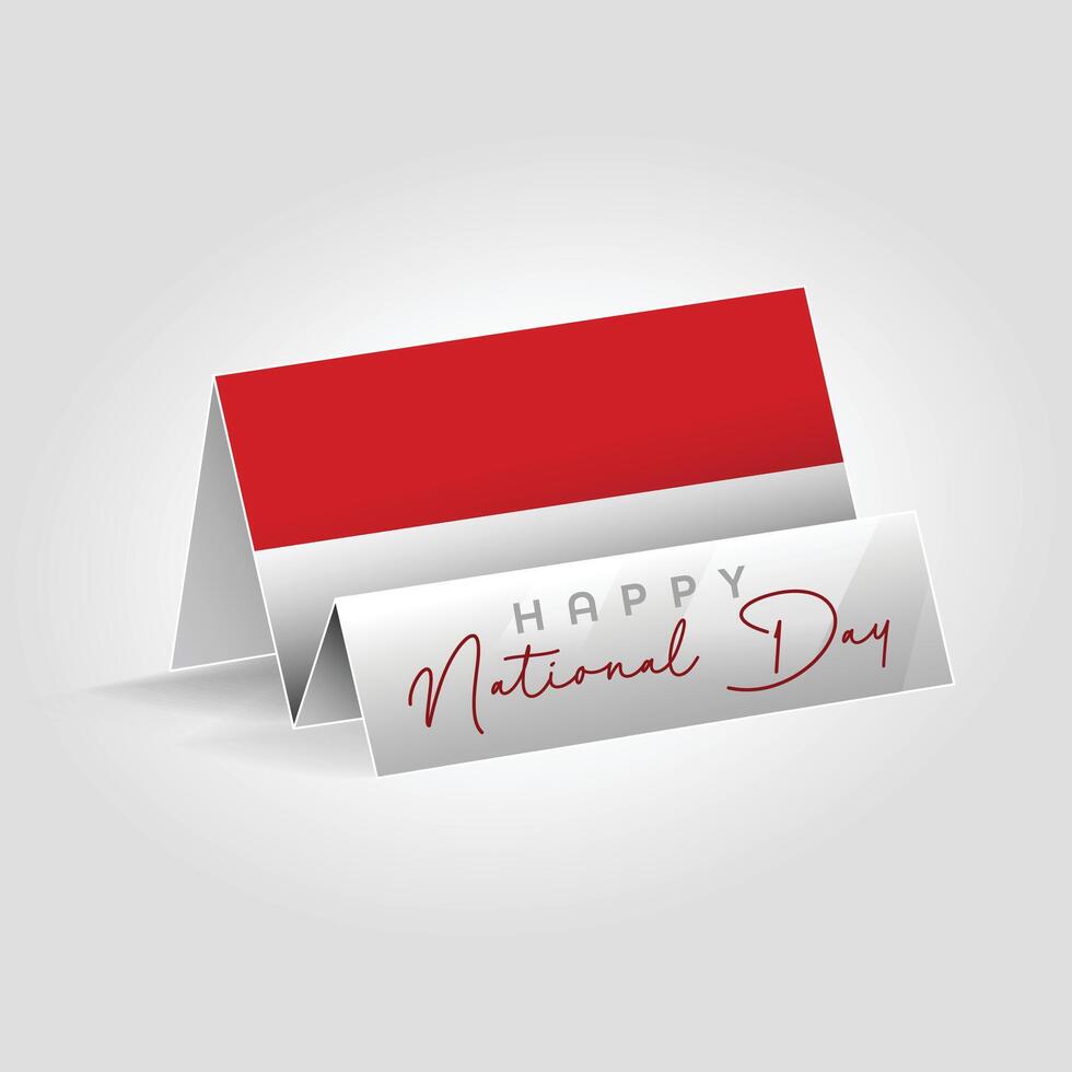 Indonesia country paper flag standing on the ground. Happy national day flag design. vector