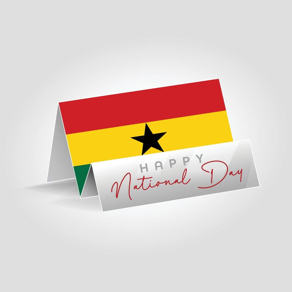 Ghana country paper flag standing on the ground. Happy national day flag design. vector