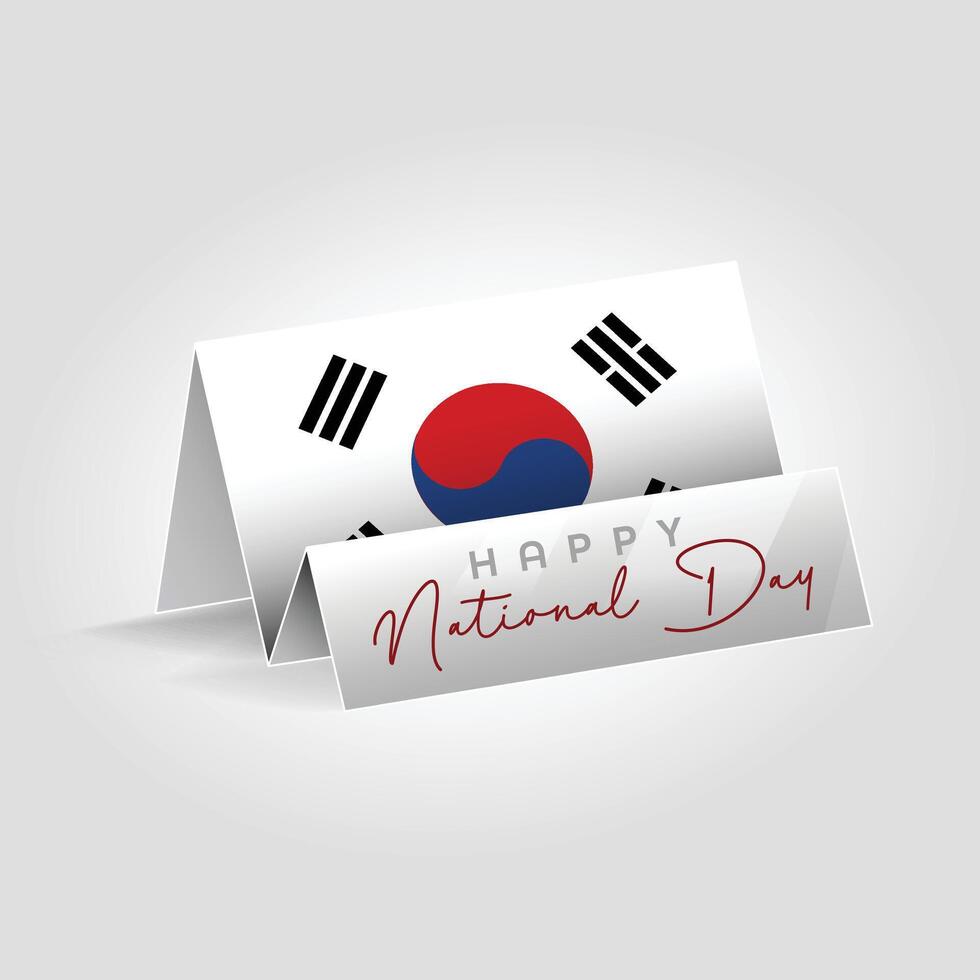 South Korea country paper flag standing on the ground. Happy national day flag design. vector