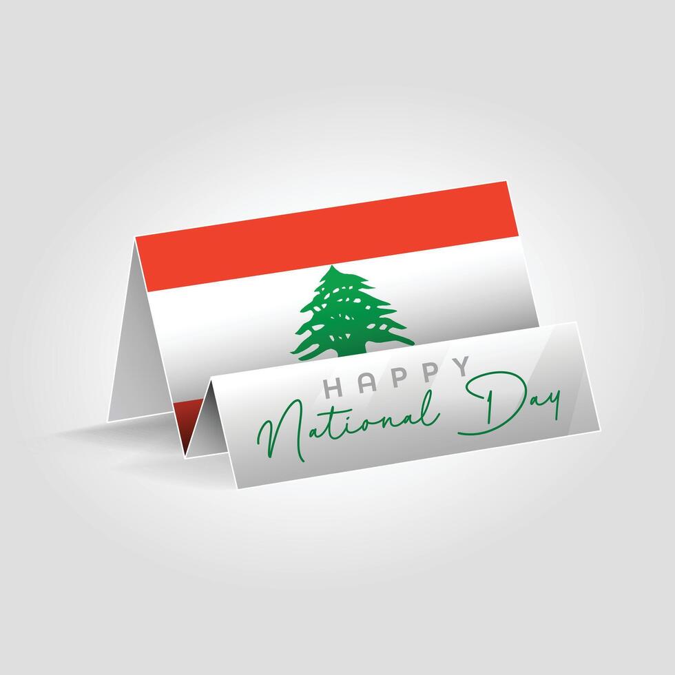 Lebanon country paper flag standing on the ground. Happy national day flag design. vector