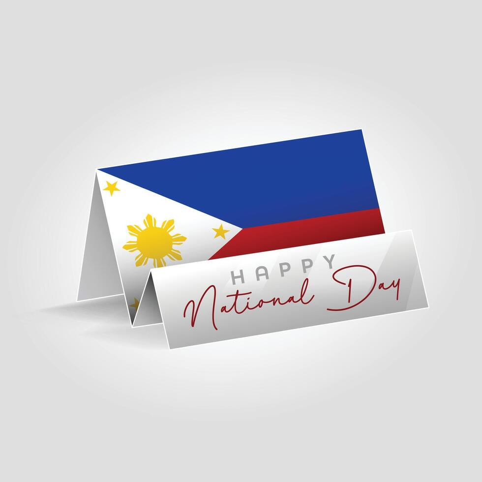 Philippines country paper flag standing on the ground. Happy national day flag design. vector