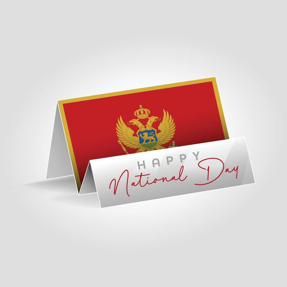 Montenegro country paper flag standing on the ground. Happy national day flag design. vector
