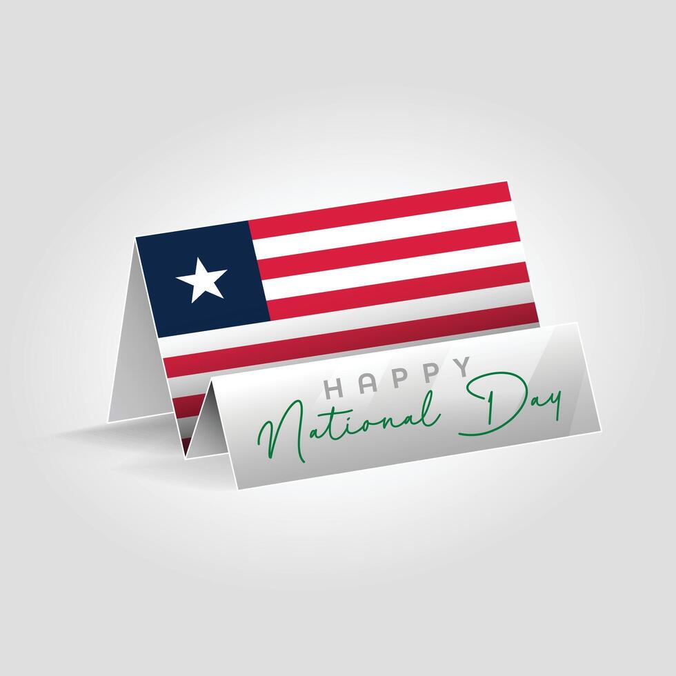 Liberia country paper flag standing on the ground. Happy national day flag design. vector
