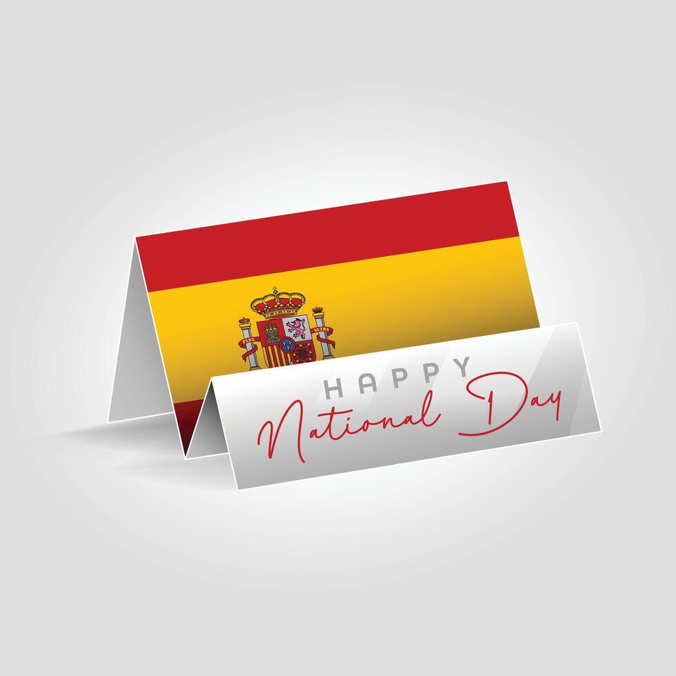 Spain country paper flag standing on the ground. Happy national day flag design. vector