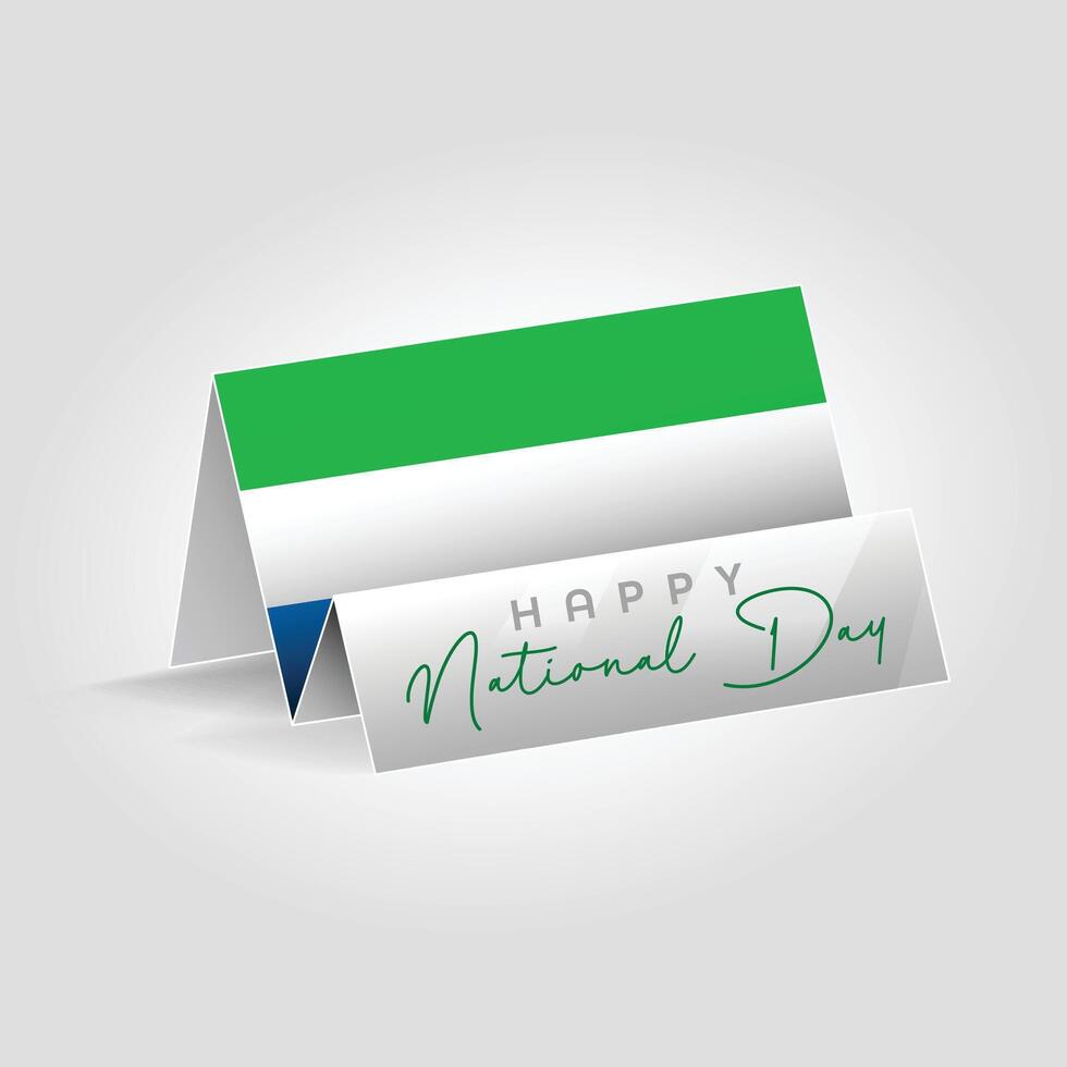 Sierra Leone country paper flag standing on the ground. Happy national day flag design. vector