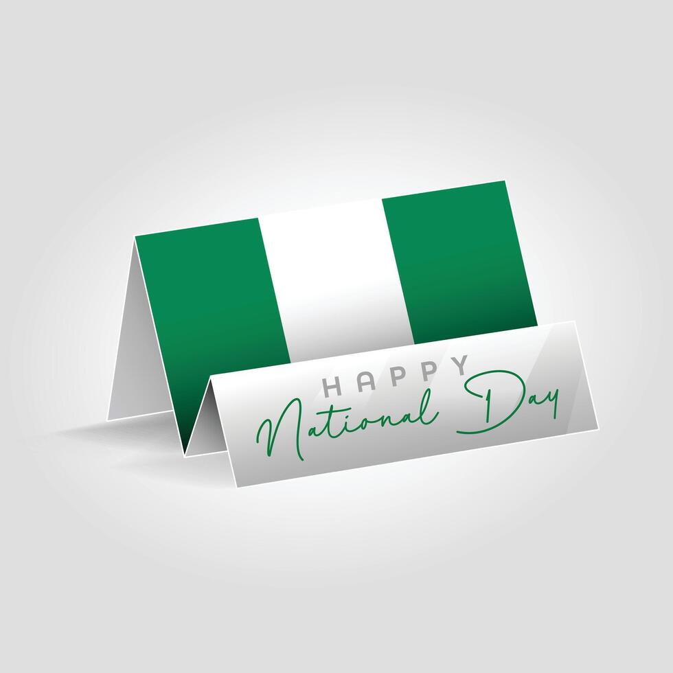 Nigeria country paper flag standing on the ground. Happy national day flag design. vector