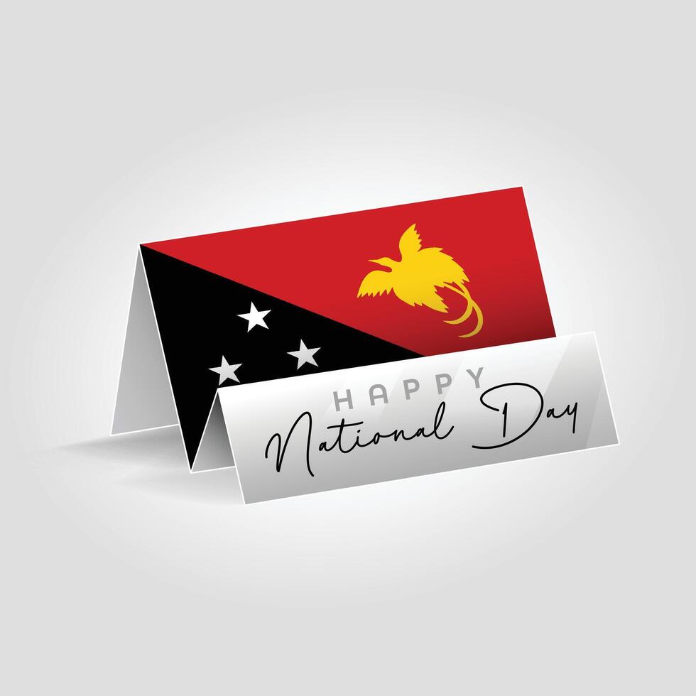 Papua New Guinea country paper flag standing on the ground. Happy national day flag design. vector