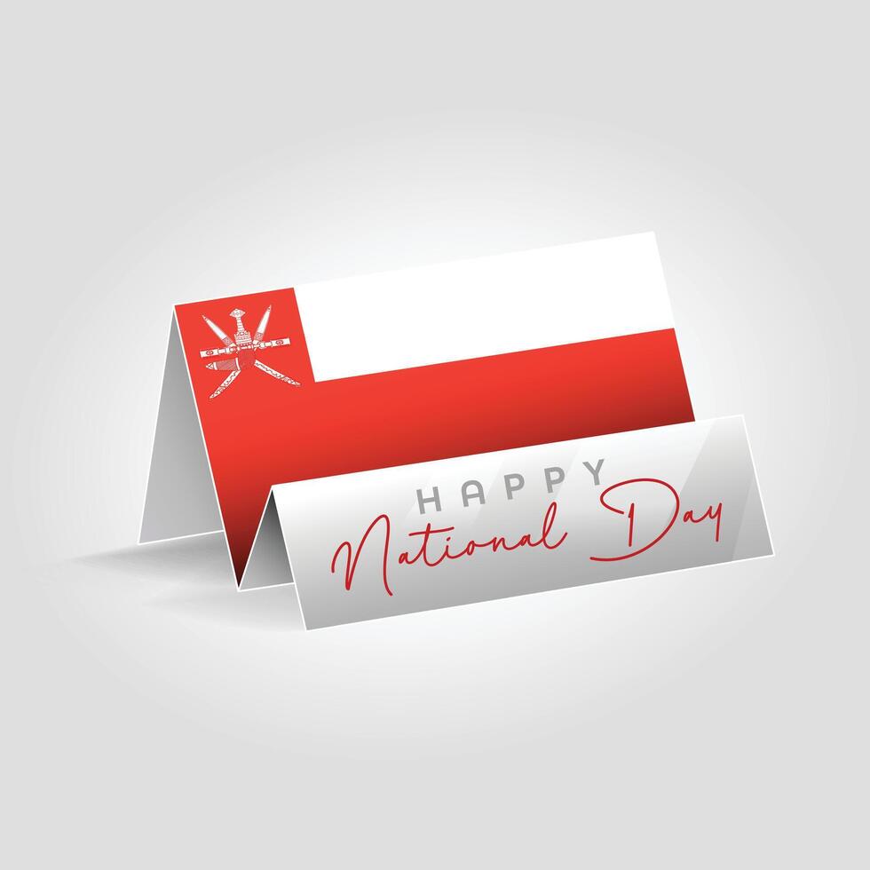 Oman country paper flag standing on the ground. Happy national day flag design. vector