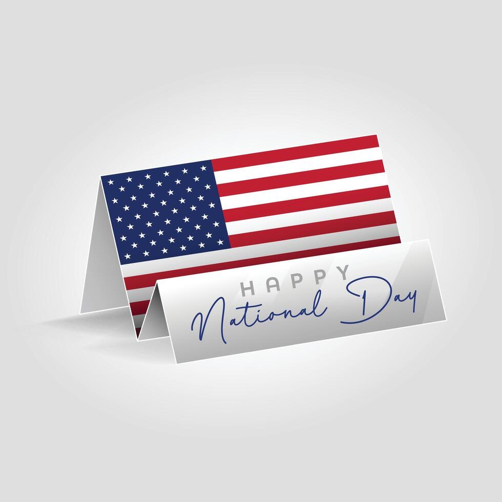 United States country paper flag standing on the ground. Happy national day flag design. vector