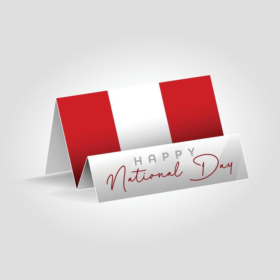 Peru country paper flag standing on the ground. Happy national day flag design. vector