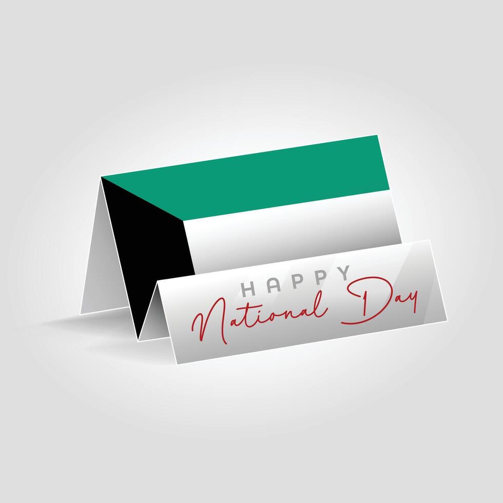 Kuwait country paper flag standing on the ground. Happy national day flag design. vector