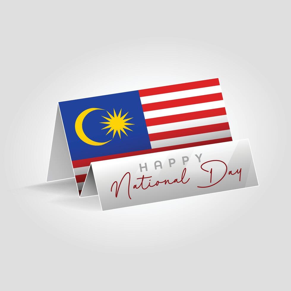 Malaysia country paper flag standing on the ground. Happy national day flag design. vector