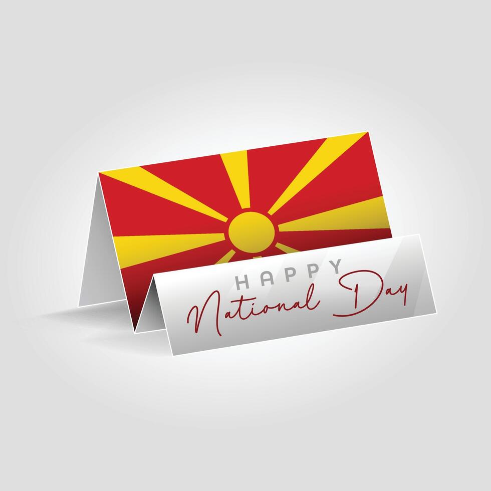 Macedonia country paper flag standing on the ground. Happy national day flag design. vector