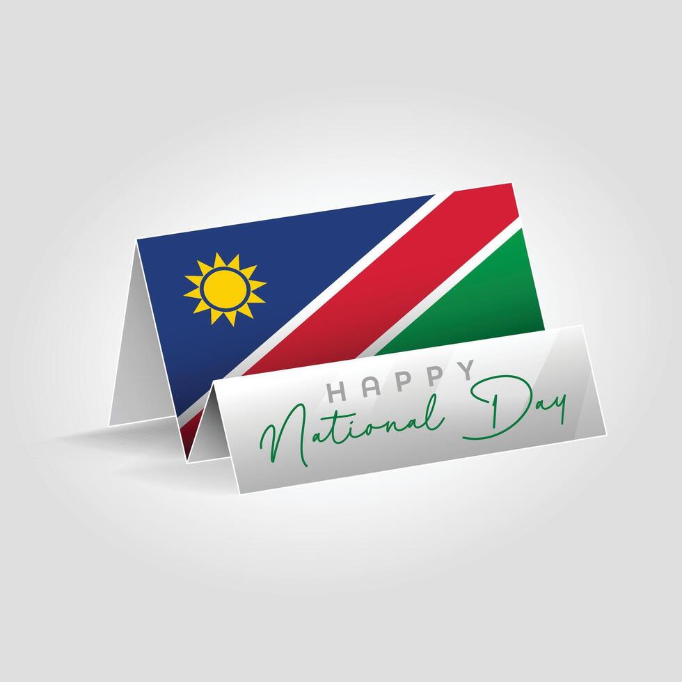 Namibia country paper flag standing on the ground. Happy national day flag design. vector