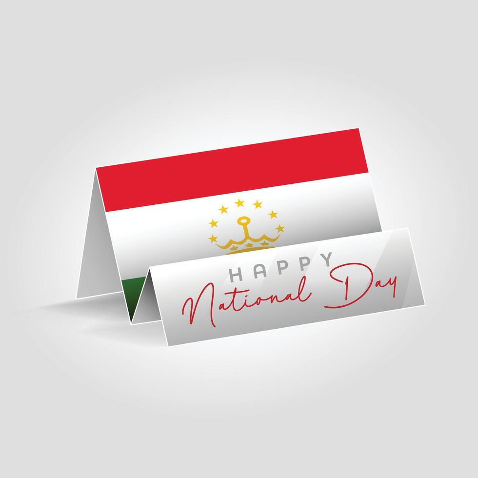 Tajikistan country paper flag standing on the ground. Happy national day flag design. vector