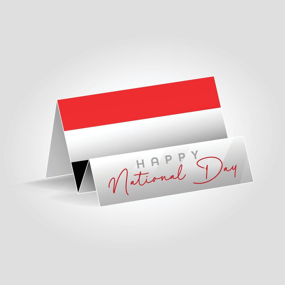 Yemen country paper flag standing on the ground. Happy national day flag design. vector