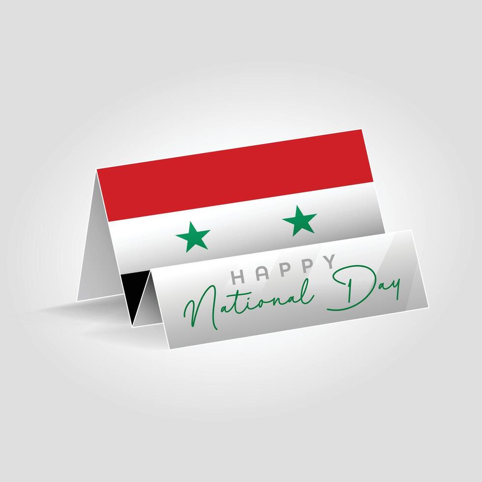Syria country paper flag standing on the ground. Happy national day flag design. vector