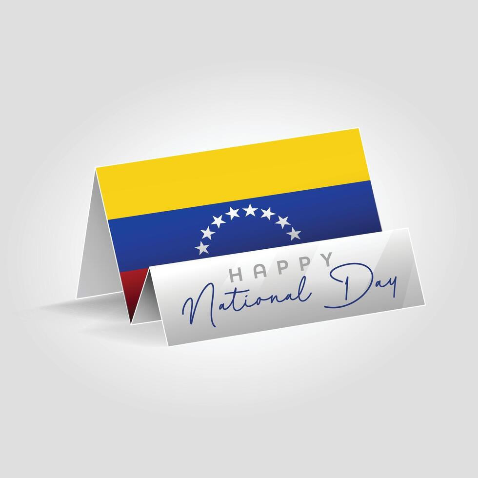Venezuela country paper flag standing on the ground. Happy national day flag design. vector