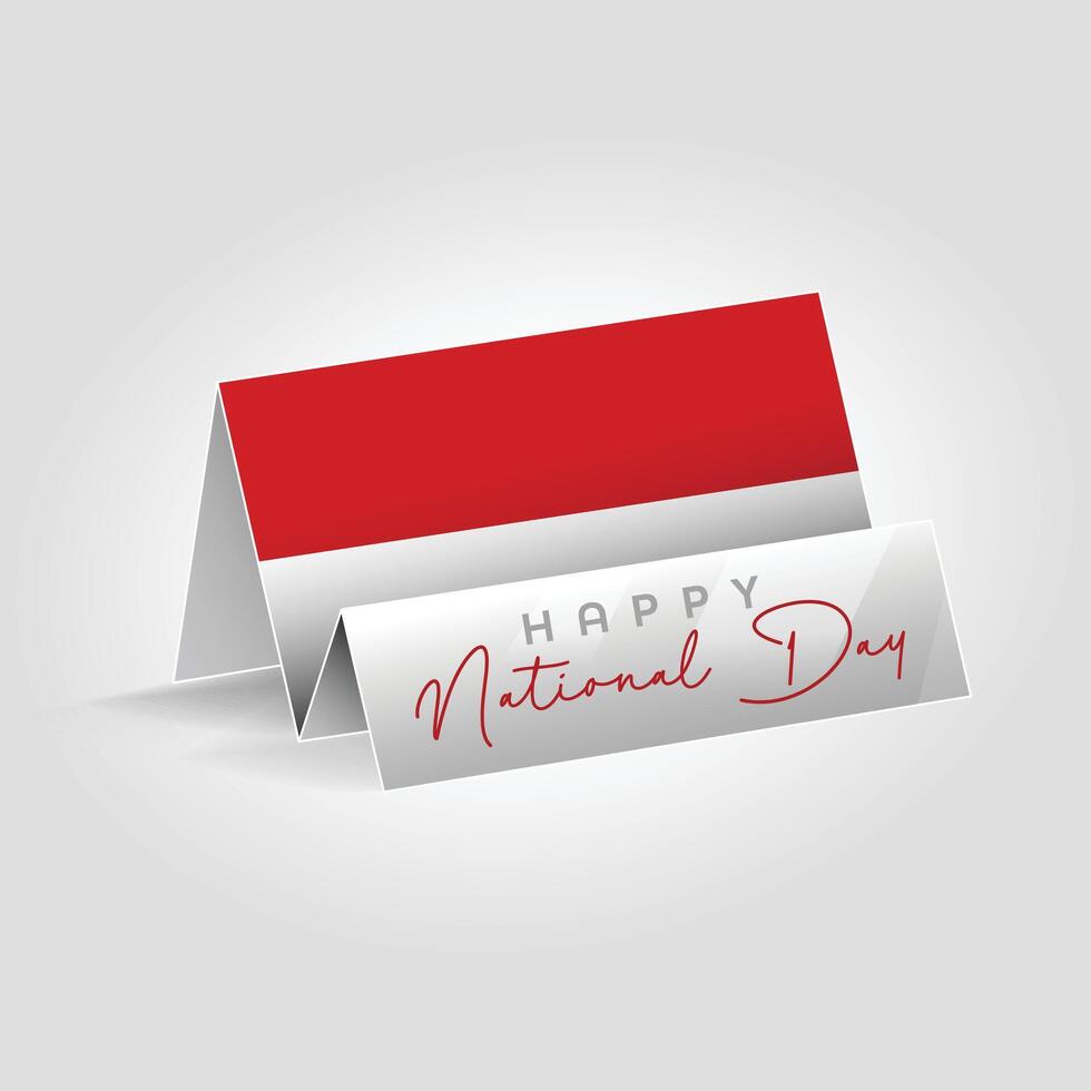 Monaco country paper flag standing on the ground. Happy national day flag design. vector