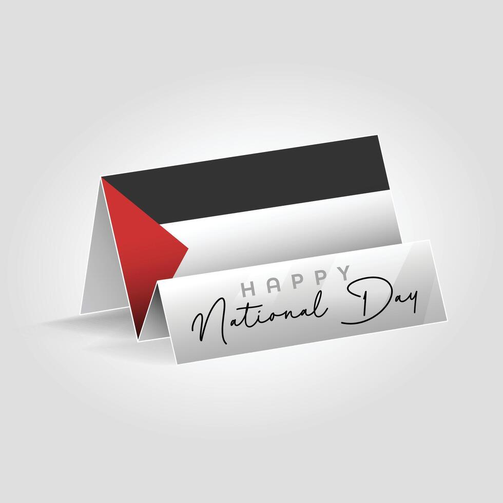 Palestine country paper flag standing on the ground. Happy national day flag design. vector
