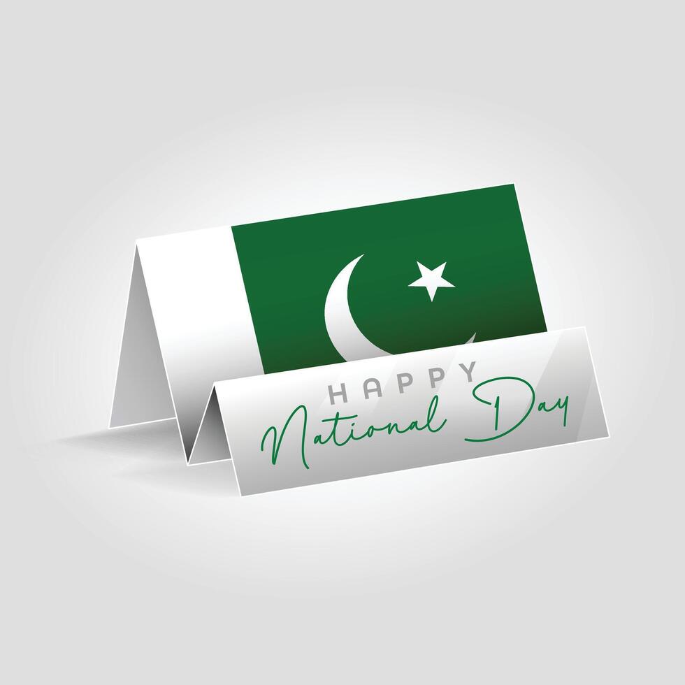 Pakistan country paper flag standing on the ground. Happy national day flag design. vector