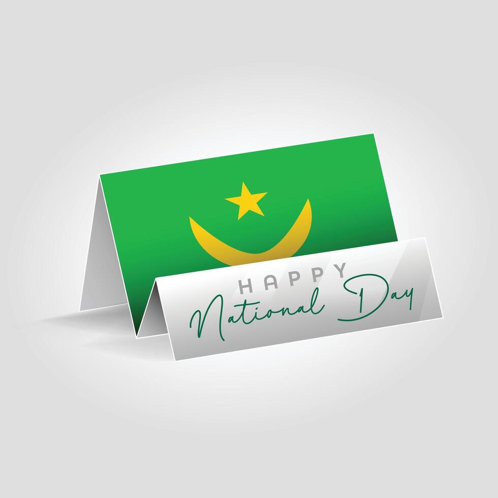 Mauritania country paper flag standing on the ground. Happy national day flag design. vector