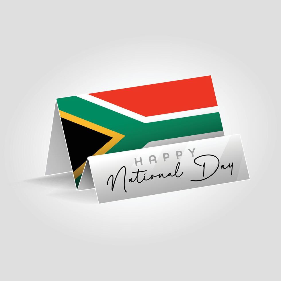 South Africa country paper flag standing on the ground. Happy national day flag design. vector
