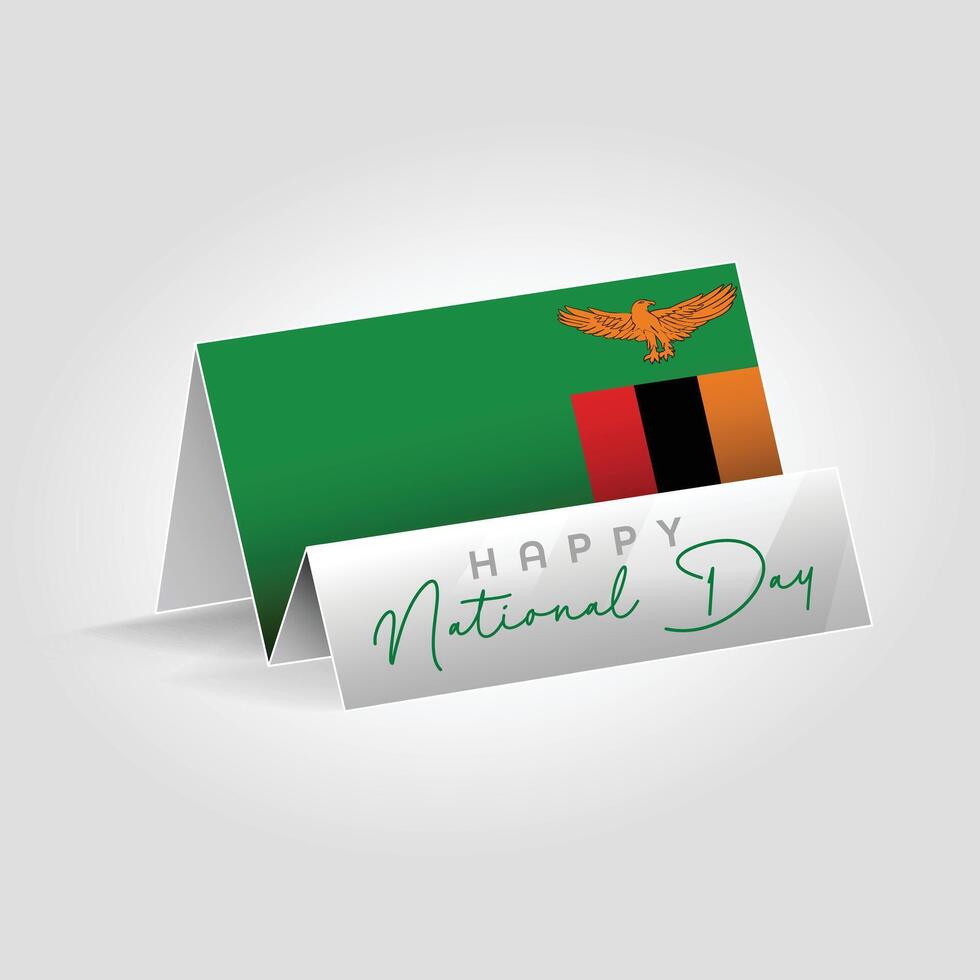 Zambia country paper flag standing on the ground. Happy national day flag design. vector