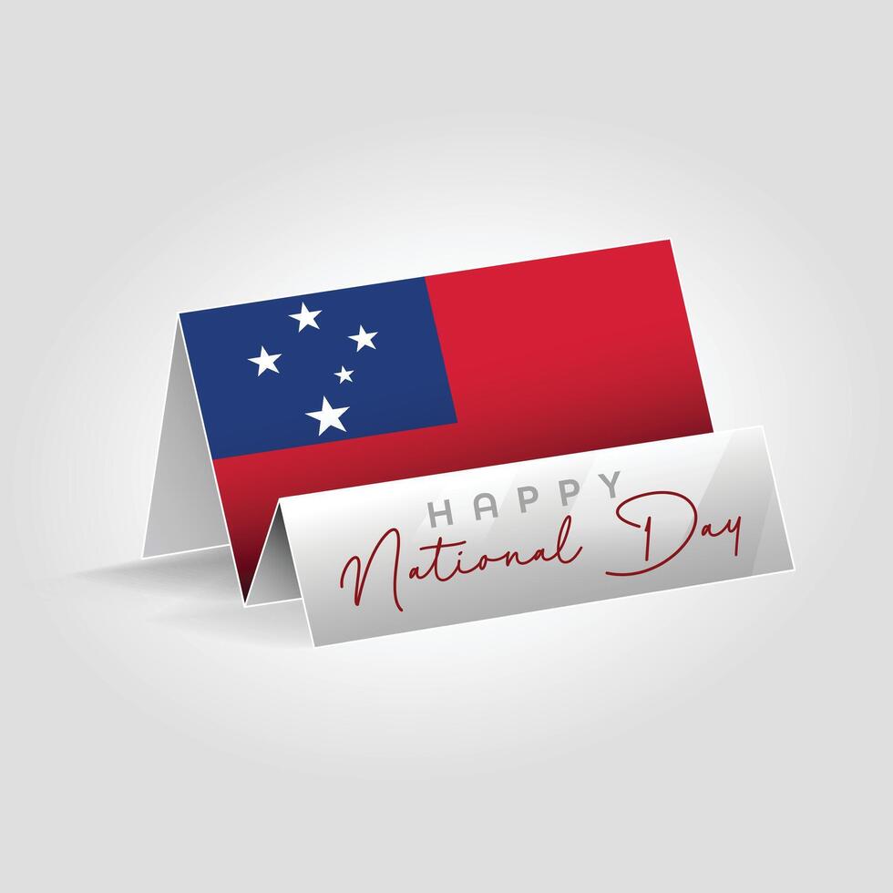 Samoa country paper flag standing on the ground. Happy national day flag design. vector